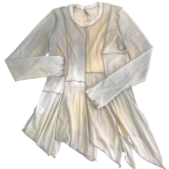 Y2K PETE Mesh Patchwork Tunic Top S Asymmetrical Sheer Fairy Grunge indie - Picture 1 of 13